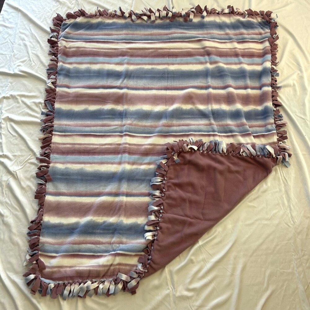 Handmade Soft Reversable Soft Tie Large Throw Fleece Blanket "Beach Vibes"
